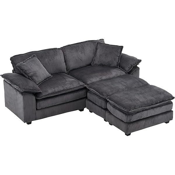 Sofá seccional Loveseat con otomana, sofá cama moderno con almohadas
