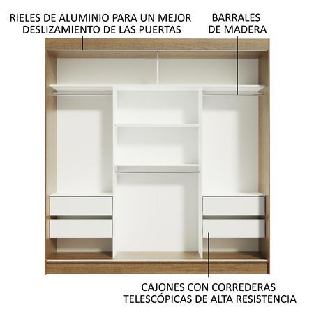 Ropero Reno  3 Puertas Corredizas 1 Con espejo Marron
