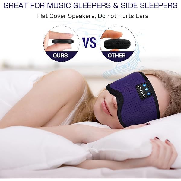 Auriculares para dormir, máscara para dormir 3D con Bluetooth, máscara para dormir con música inalámbrica, auriculares para dormir para quienes duermen de lado