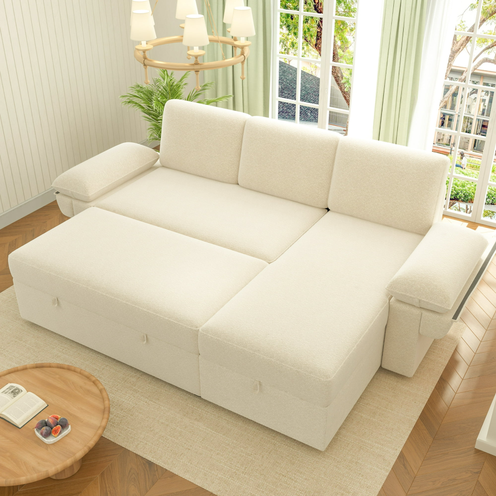Sofá cama, sofá cama con diván con espacio de almacenamiento, sofá cama para sala de estar