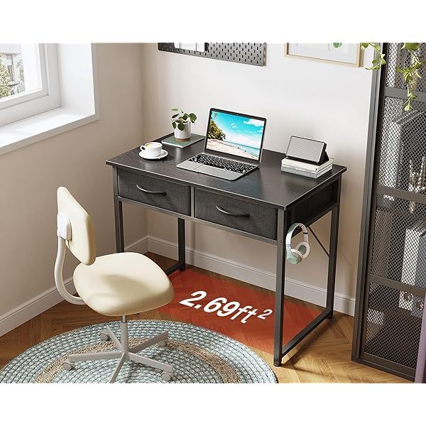 Escritorio de tocador blanco, mesa de estudio, escritura y trabajo moderna de 32 pulgadas
