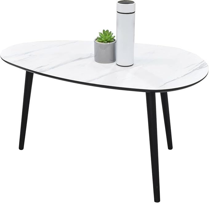 Mesa de Centro para Sala Tipo Marmol para Sala, Set de 2 Piezas, Juego de Mesa, de Cafe o Mesas Laterales Auxiliares, Estructura Resistente, Diseño Moderno