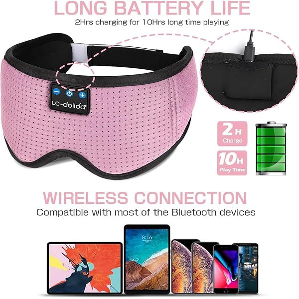 Auriculares para dormir, máscara para dormir 3D con Bluetooth, máscara para dormir con música inalámbrica, auriculares para dormir para quienes duermen de lado