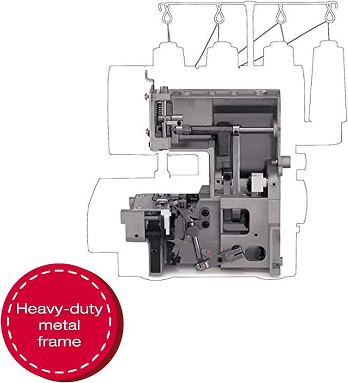 X5004HD Serger resistente con marco de metal, capacidad para 2/3/4 hilos y cuchillo de corte 60% más grande, costura fácil