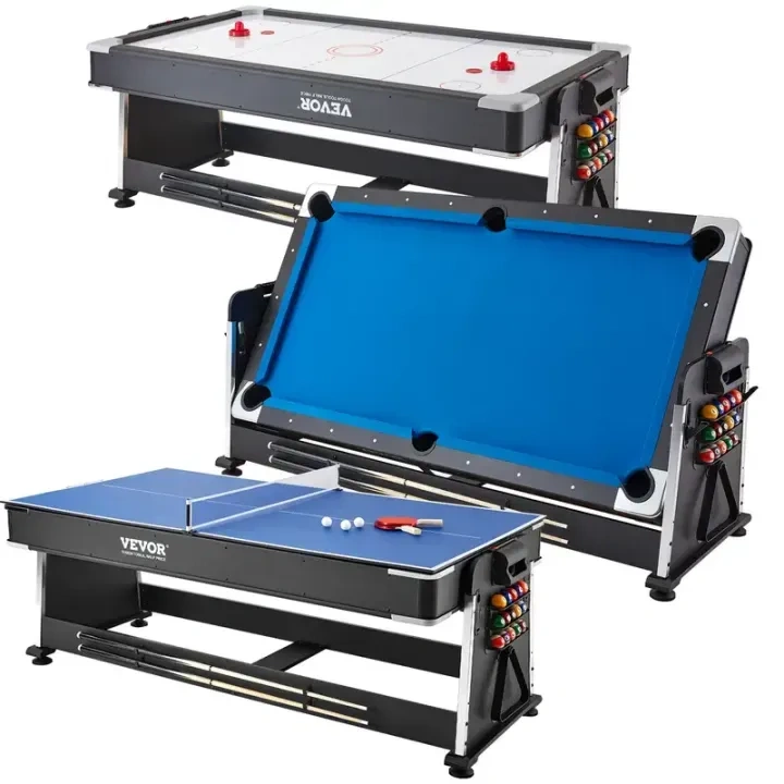 Mesa de juegos giratoria 3 en 1 con Air Hockey, billar/billar y tenis de mesa, mesa de hockey de 88 pulgadas para sala de juegos, hogar familiar, juego de juegos arcade, todos los accesorios para cada juego incluidos