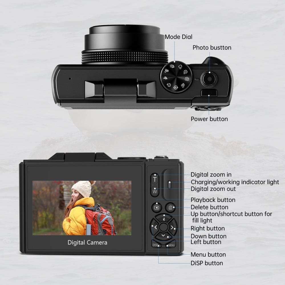 Rebajas espectaculares - 4K 64MP Vlogging Camera for YouTube 3''180°Flip/ Video Cameras for Beginners