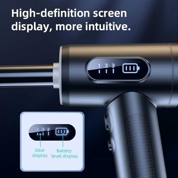 Plumero de aire comprimido, soplador de aire eléctrico portátil inalámbrico de 3 velocidades a 100000 RPM con luz LED, para limpiar teclados y PC, kit de limpieza de aire (sin plumeros de aire enlatados), recargable (negro)