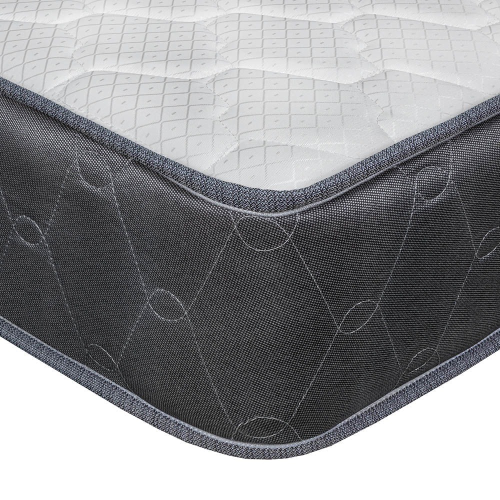 Dormitorio Acqua 2 Plazas + Velador Turin Beige + Respaldo Gris