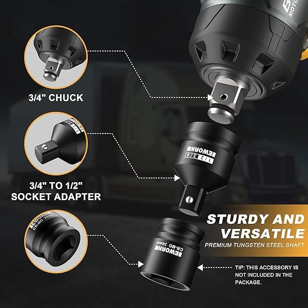 Llave de impacto inalámbrica de 1/2 pulgada, 21 V, sin escobillas, pistola de impacto de alto torque,bolsa de herramientas (RB-810), versión 700 ft-lbs/Pro