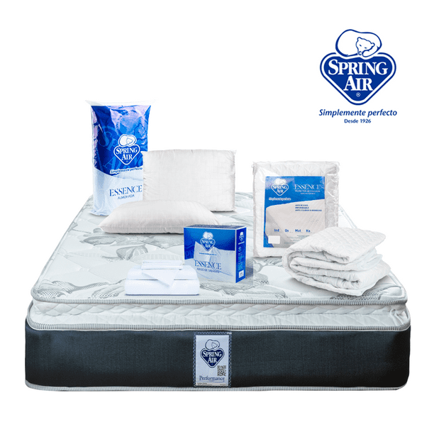 Paquete Colchón Queen Size + Almohadas Peach Feel + Protector de Colchón Queen + Sabanas Queen Size Smith Sp