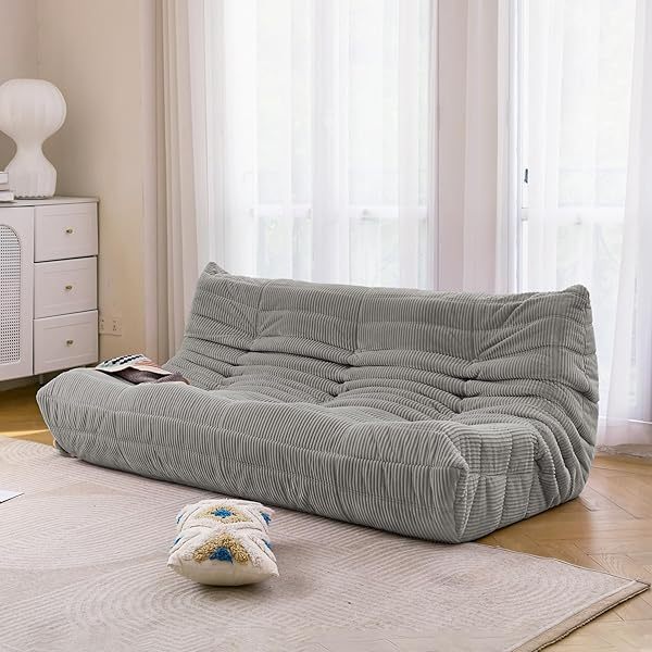 Sofá de tres plazas, sofá de piso de tamaño doble sin brazos de mediados de siglo, sillón de piso de pana suave de primera calidad, sillón decorativo de espuma para sala de estar, dormitorio (lima)