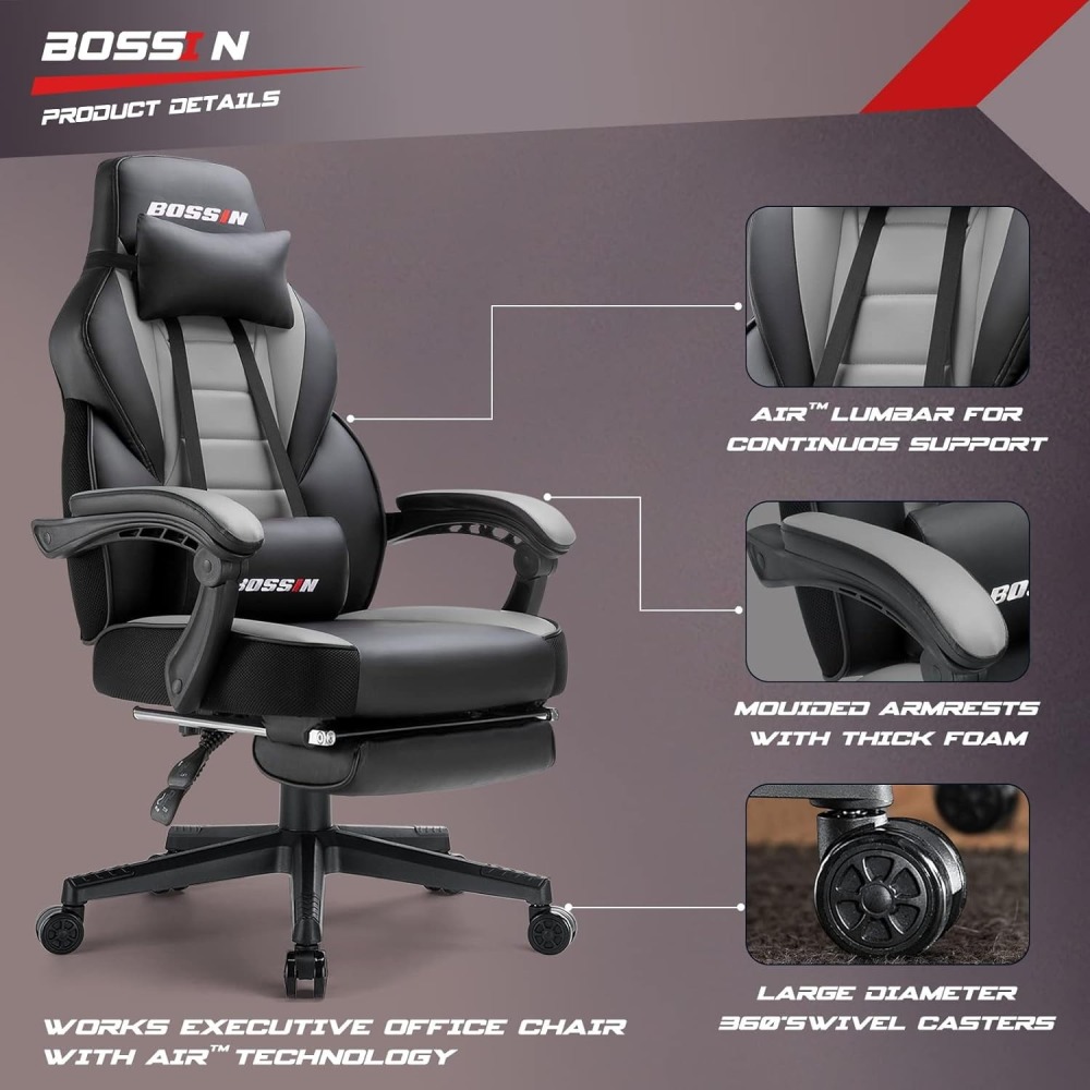 🔥 SILLA GAMER PREMIUM Waleaf - Respaldo Alto XL + Reposapiés Ajustable - Soporte Lumbar - ¡Envío Gratis!