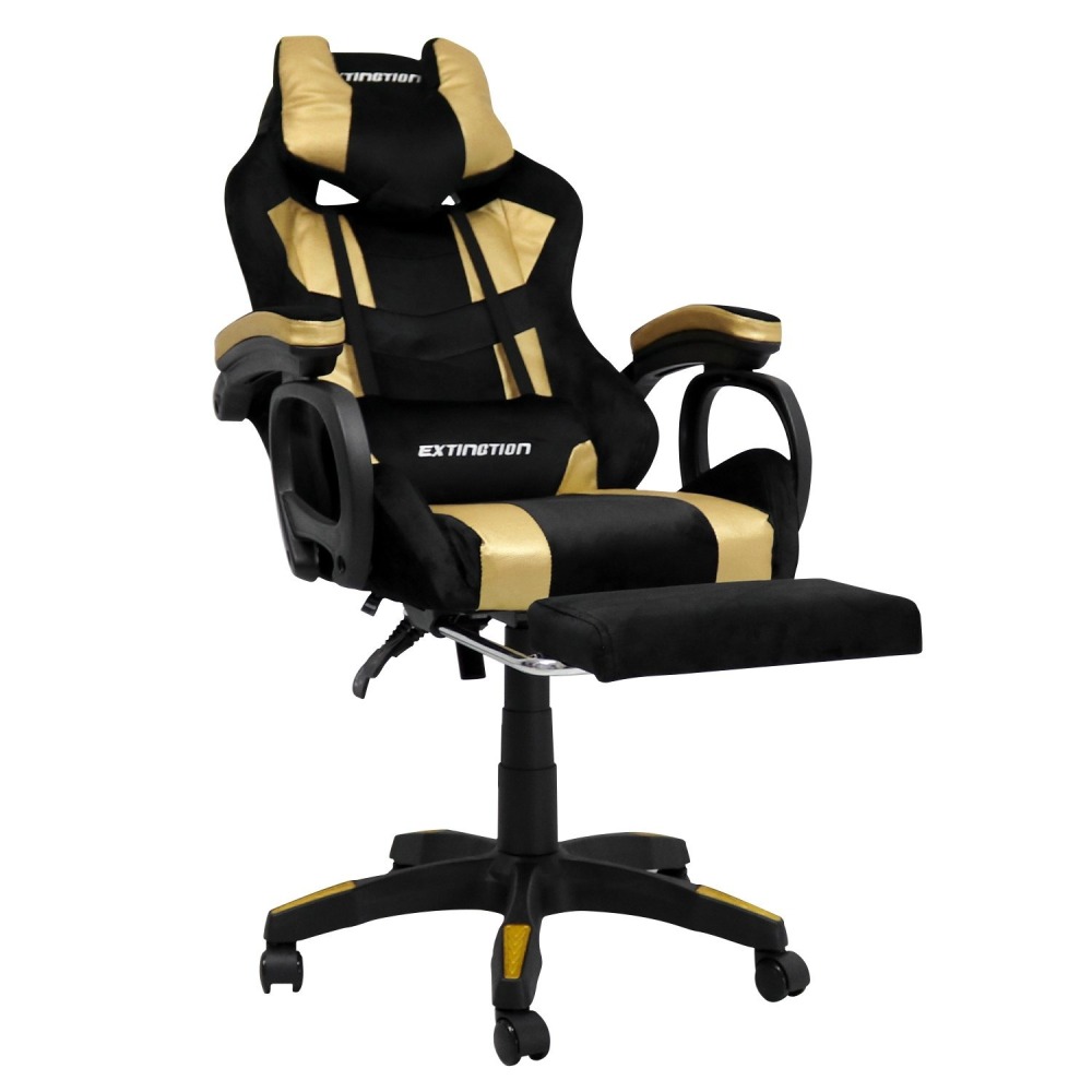 SILLA GAMER EXTINGTION SAPP GAMUZA-CUERINA COLOR DORADO