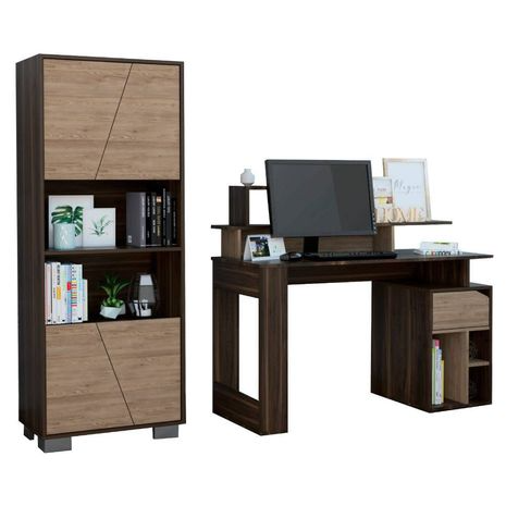 Combo Office 33 Escritorio + Biblioteca - Habano+Miel
