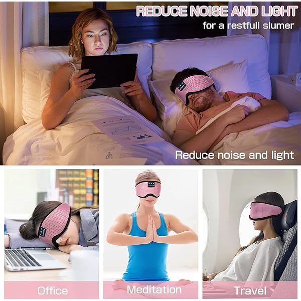 Auriculares para dormir, máscara para dormir 3D con Bluetooth, máscara para dormir con música inalámbrica, auriculares para dormir para quienes duermen de lado