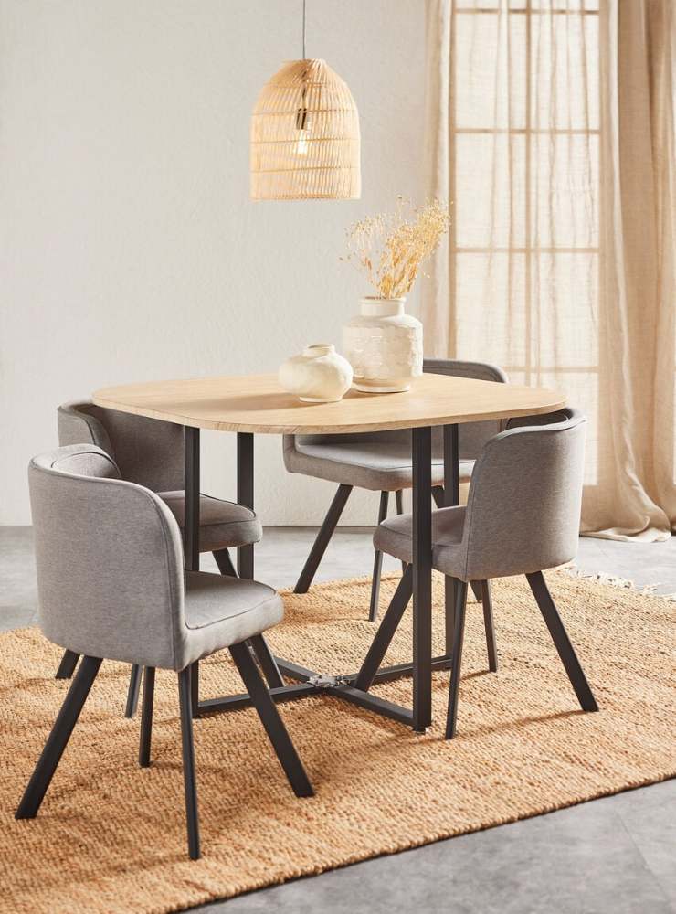 Juego de Comedor Nat + 4 Sillas Gris