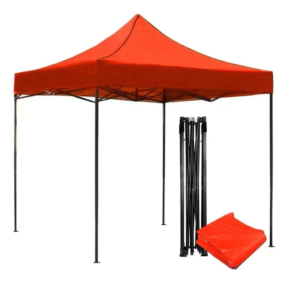 Carpa de sombra impermeable plegable reforzada 3x3 blanca y roja