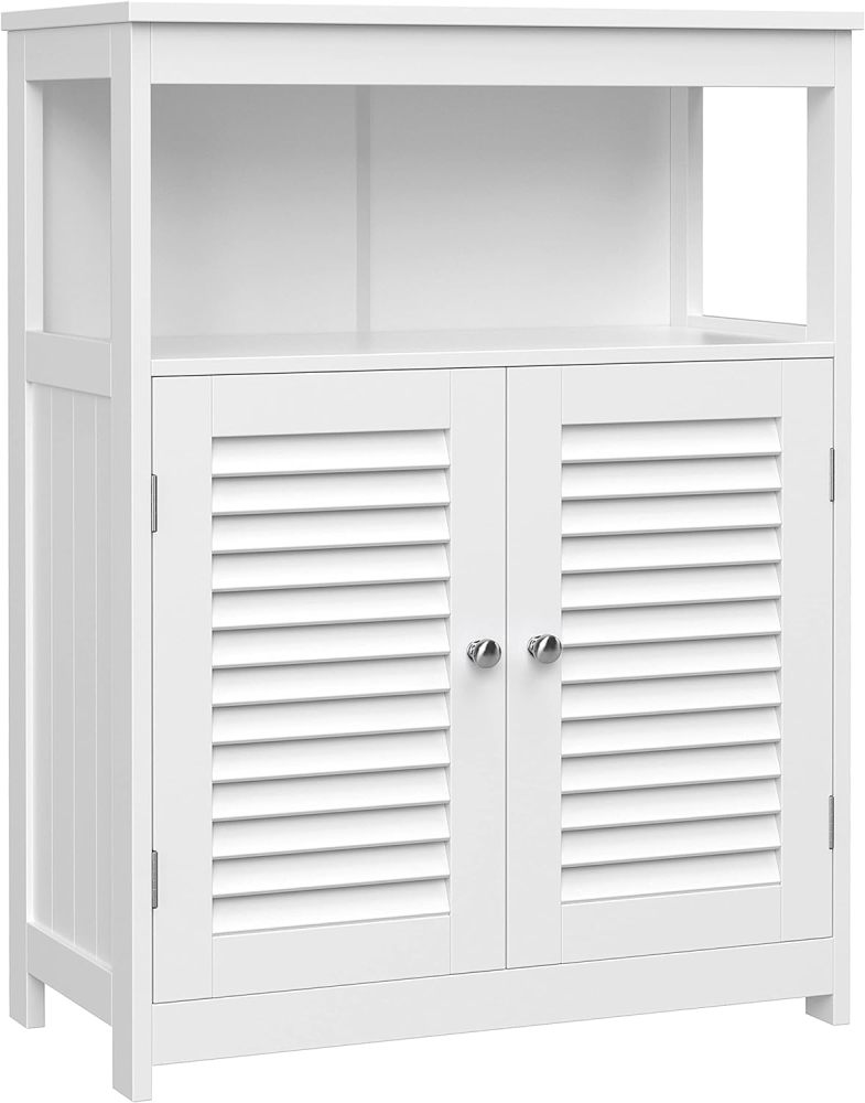 VASAGLE UBBC40WT - Mueble de baño no Empotrado, con Puertas de Doble obturación y Estante Ajustable, para baño, Sala de Estar, Entrada, Cocina, Color Blanco