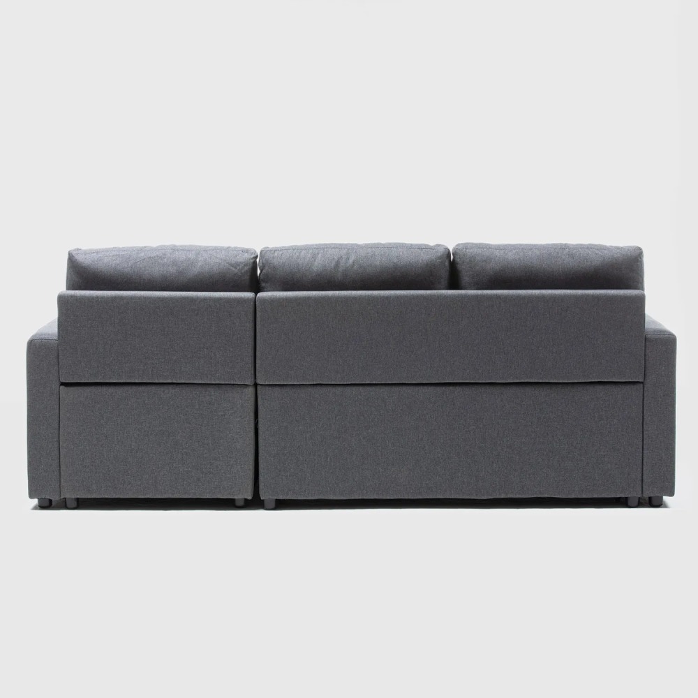 Sofá Seccional Cama 2 Plazas Lino Gris Sidney KMB1002GR