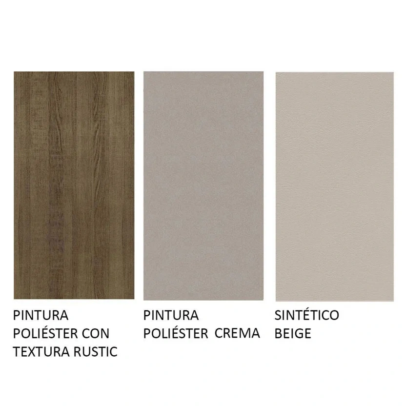 Conjunto Comedor Mesa Tapa Madera con 4 Sillas Marrón/Crema/Beige