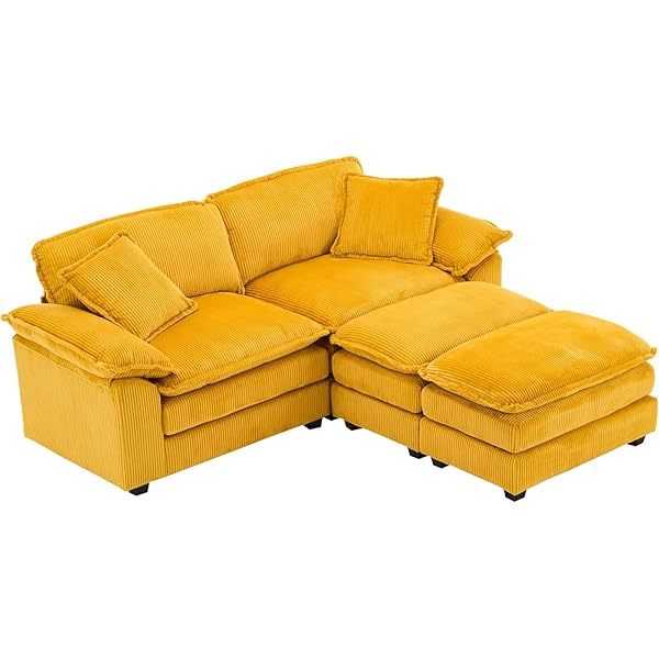 Sofá seccional Loveseat con otomana, sofá cama moderno con almohadas