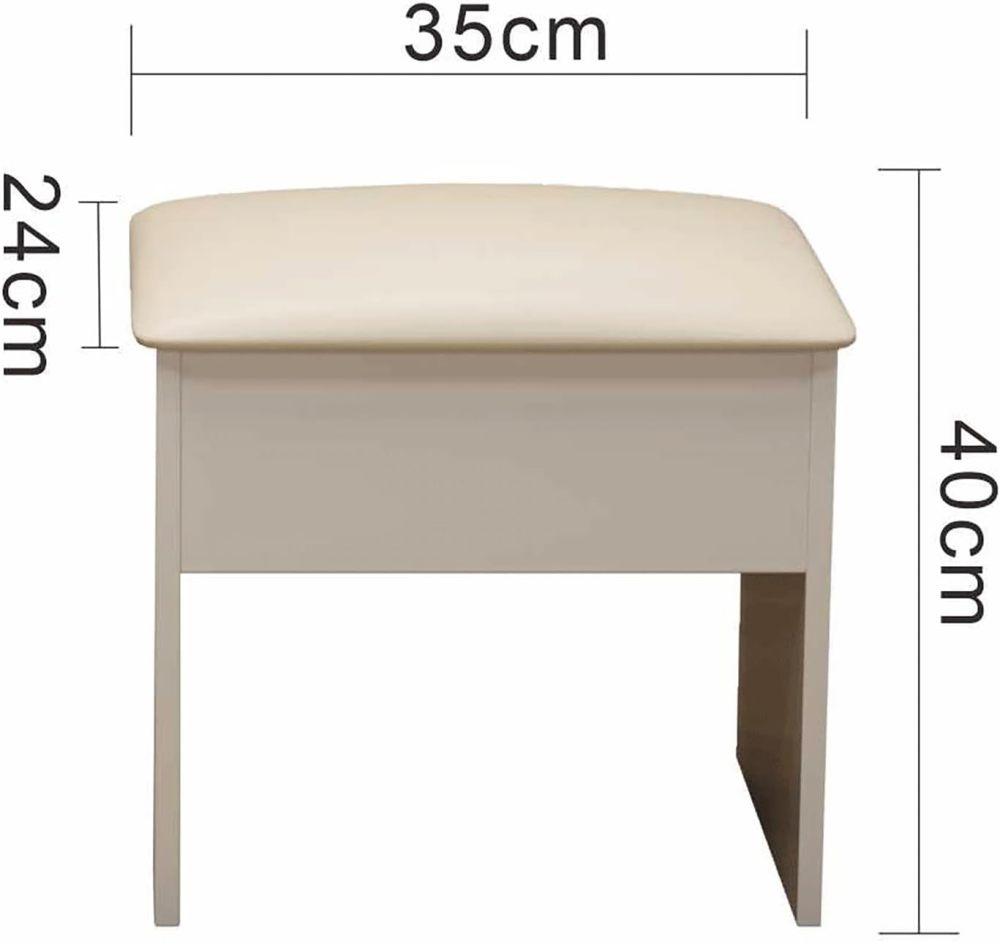 Tocador,Tocador de Maquillaje con Luces de Espejo, Vanity Tocador con 5 Cajones,Estantes de Almacenamiento,Taburete Acolchado, Tocador con 3 Estantes, Mesa de Maquillaje para Dormitorio Blanco