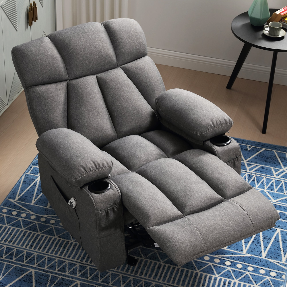 Sillón reclinable manual con terapia de calor y función de masaje, sillón de masaje con mecanismo reclinable de alta resistencia