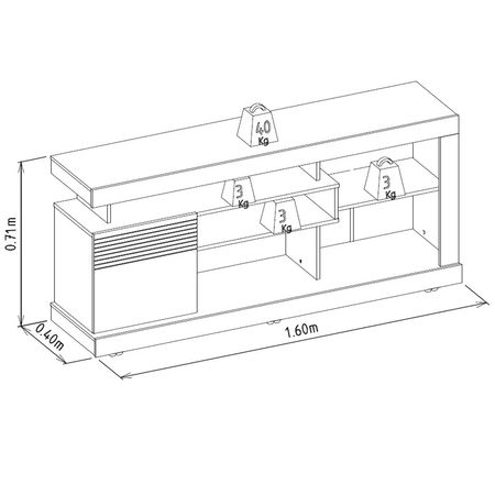 Mesa para TV  Kansas Hasta 65''