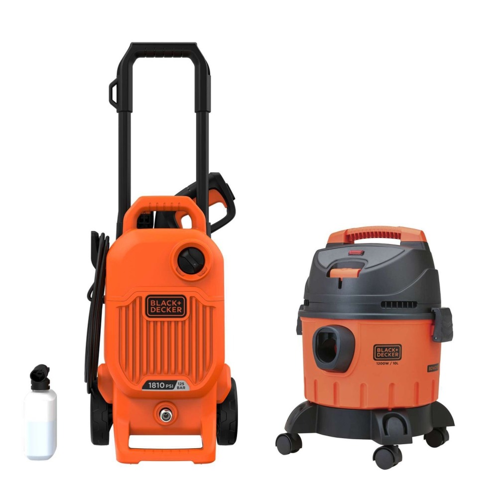 Hidrolavadora 1700W 1800 PSI + Aspiradora para Polvo y Líquido de 10 L 1200W