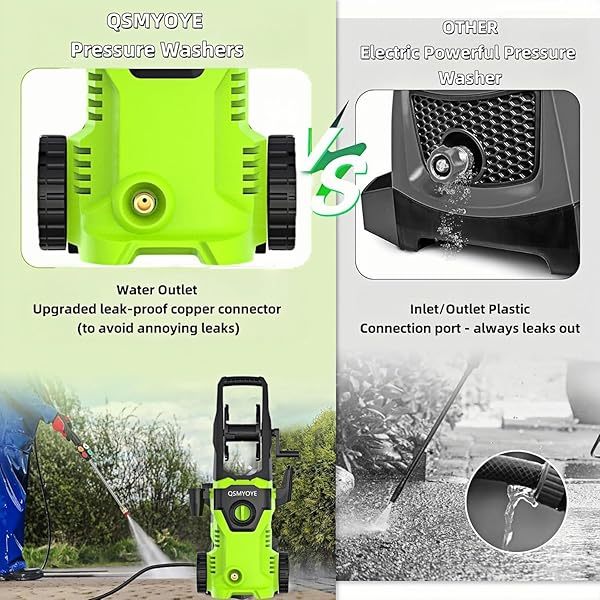 Hidrolimpiadora de Alta Presion, 2200W 150Bar Presión de Trabajo, Caudal 540L/H con Boquilla Ajustable, Hidrolimpiadora Profesional para Coches, Vallas, Patios | Manguera de 10 m Incluida Verde