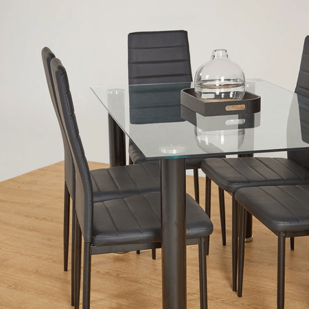 Juego de Comedor  Vidrio 6 Sillas Negro