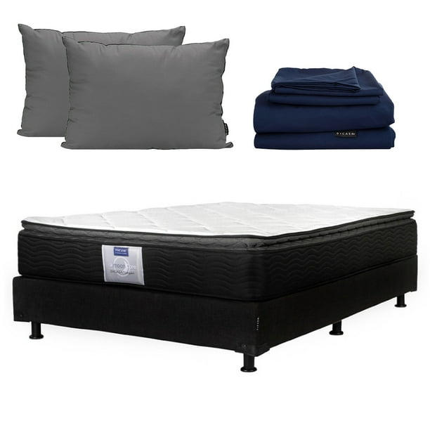 Colchón Matrimonial + Box Belu + Sábanas Softy + Almohadas 2-Pack  Legan