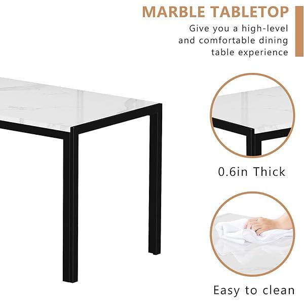 Juego de mesa de comedor para 4, 5 piezas de mármol DiningTableSet