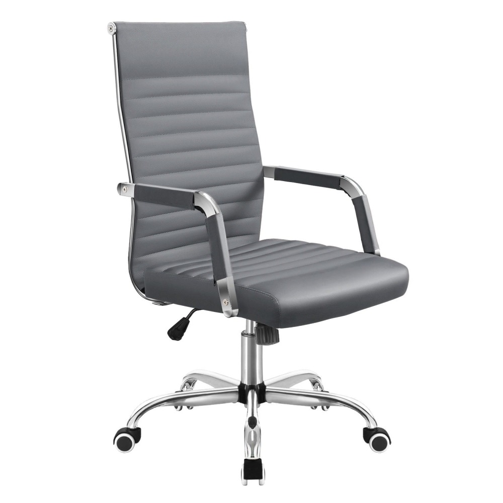 Silla de Trabajo con Brazos - Piel Imitación Cuero - Ideal para Oficina/Reuniones