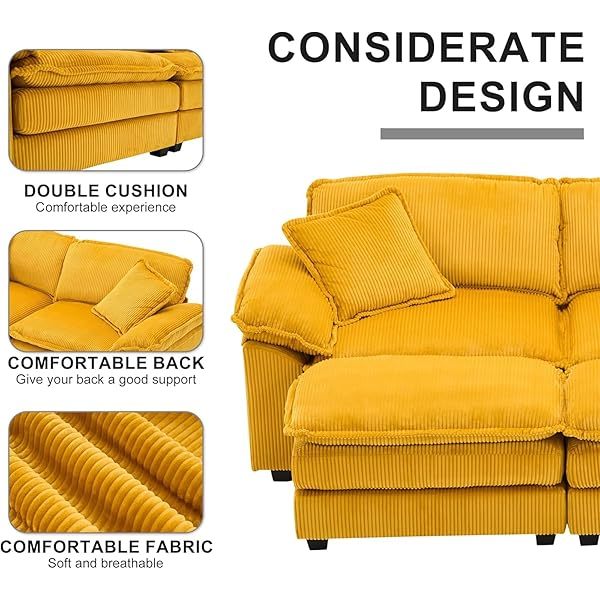 Sofá seccional Loveseat con otomana, sofá cama moderno con almohadas