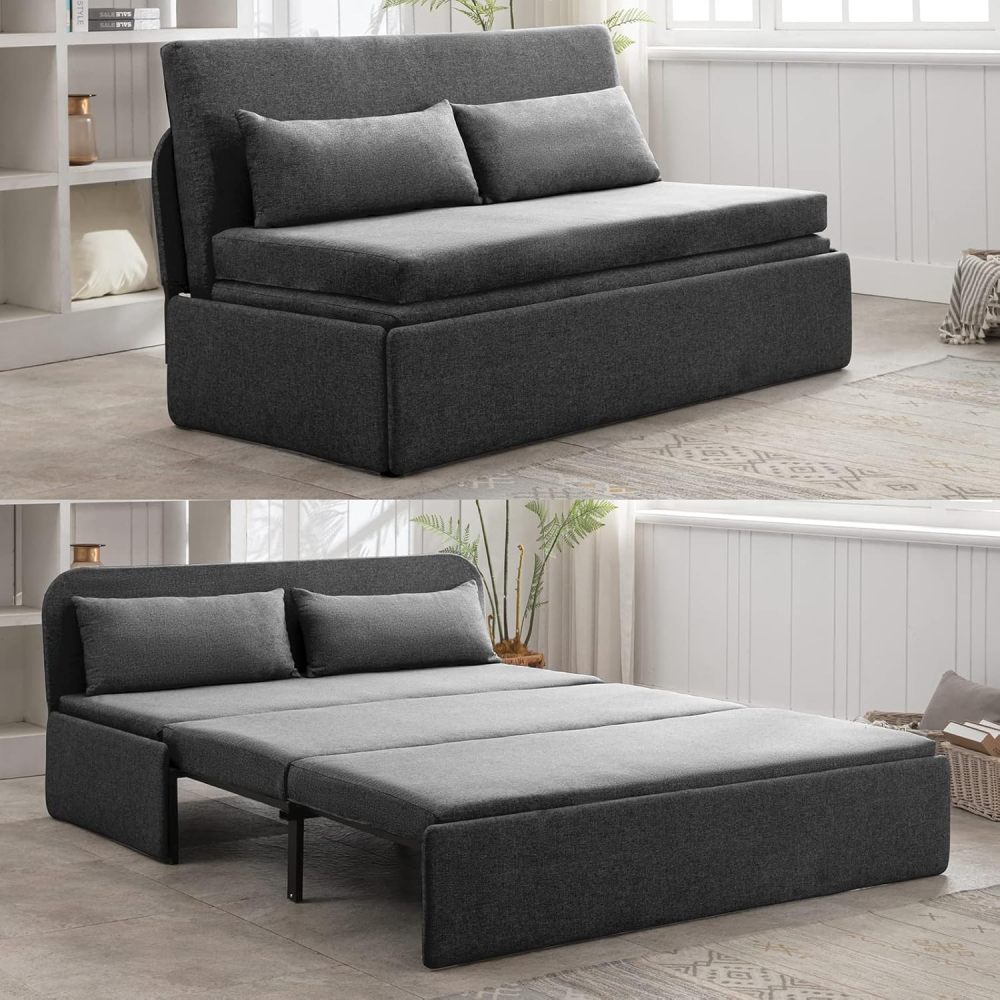 Sofá cama Queen plegable, colchón convertible, sofá cama doble plegable con 2 cojines, sofá cama