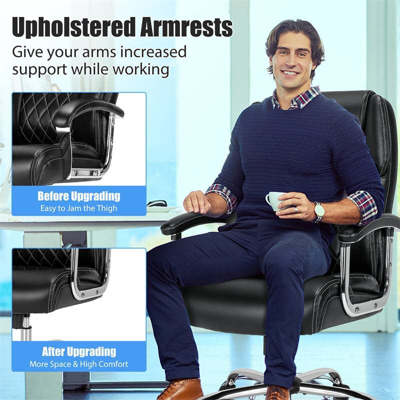 Silla de oficina giratoria de altura ajustable de 500 libras, silla de escritorio para ordenador, silla ejecutiva de piel sintética con Base de Metal resistente
