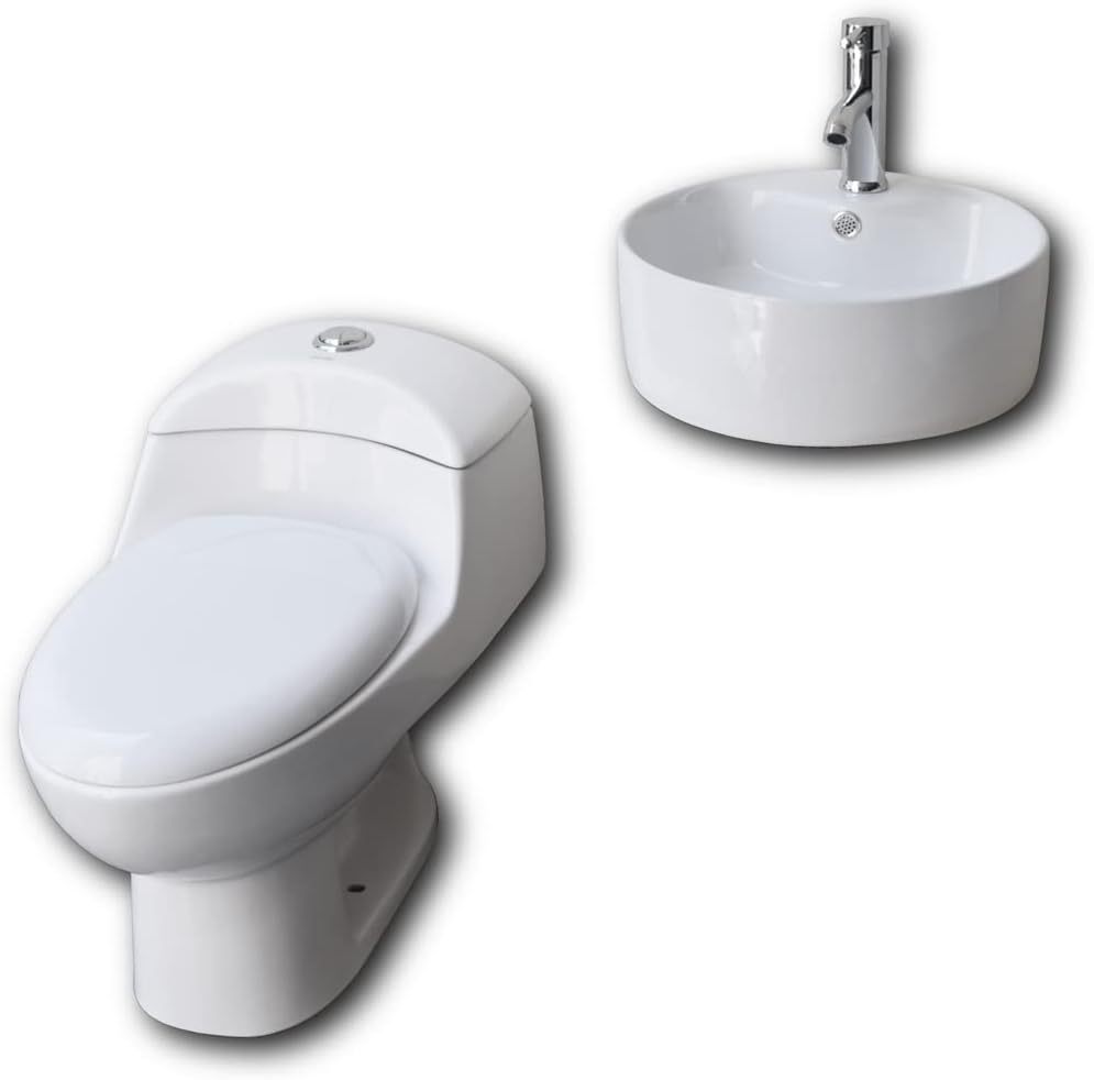 Inodoro Esatto®, lavabo de cerámica y juego de grifería gratuito WC-002 Rondo