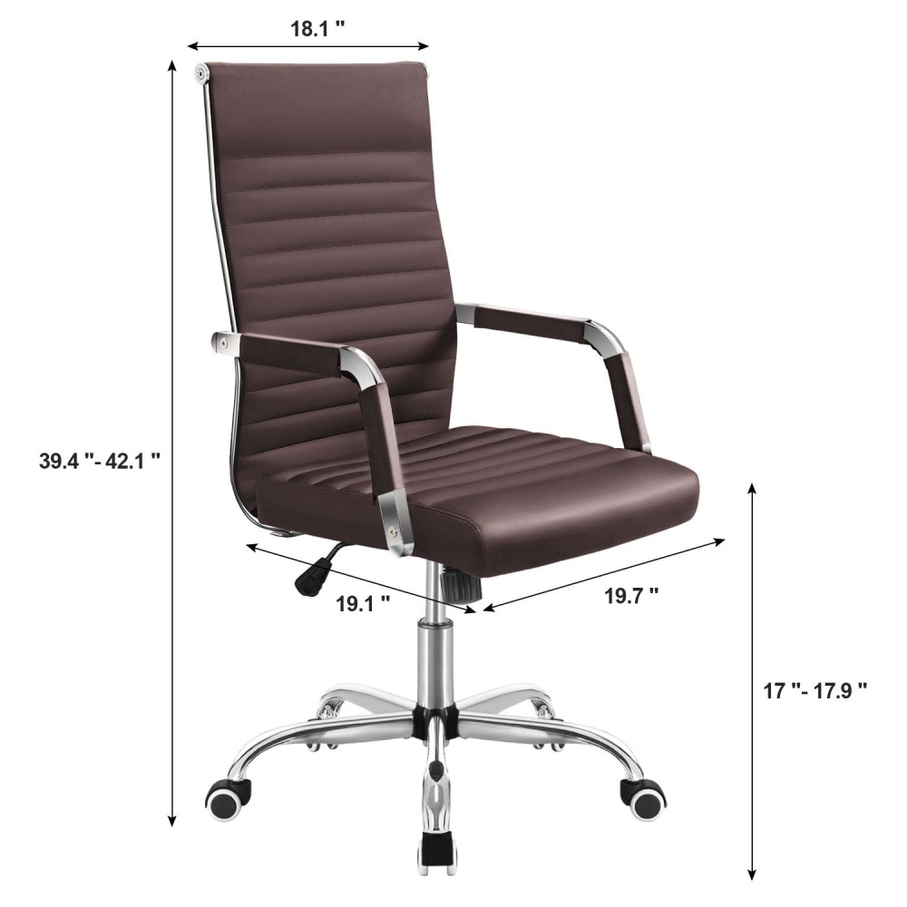 Silla de Trabajo con Brazos - Piel Imitación Cuero - Ideal para Oficina/Reuniones