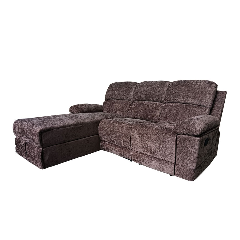 Seccional Liam Reclinable Con Almacen Marron