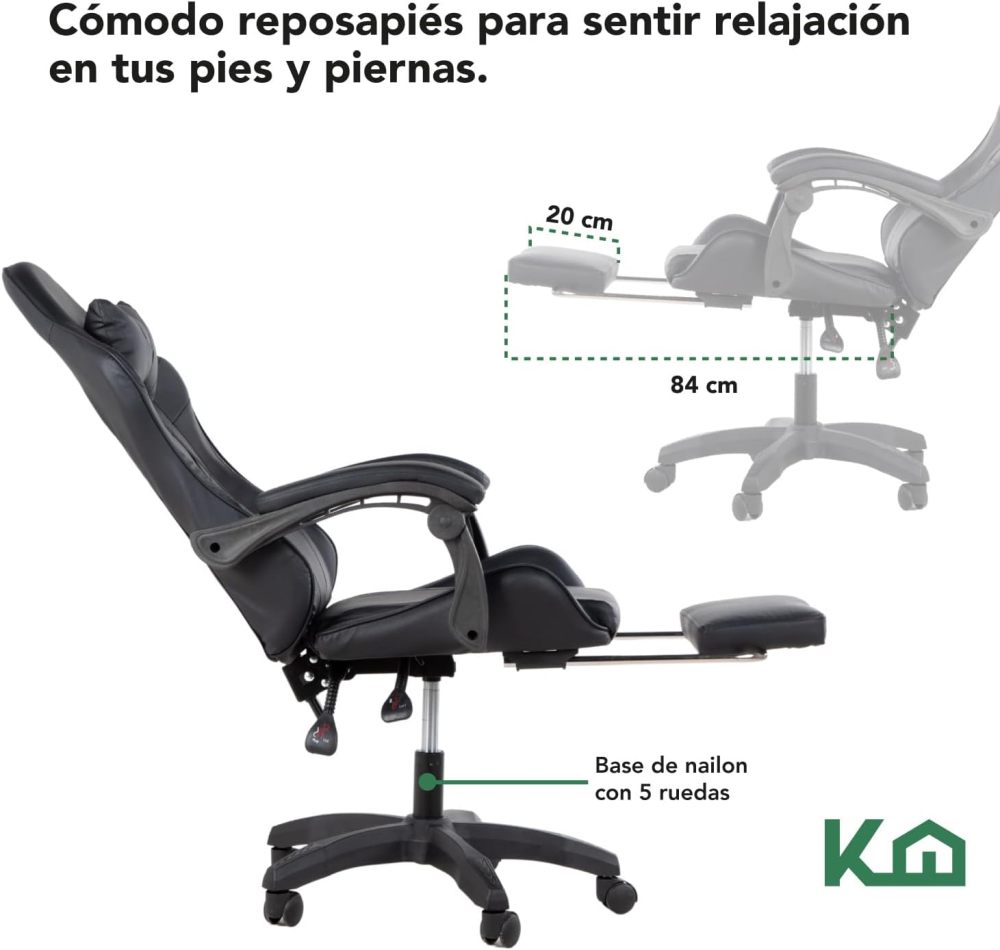 Silla ergonómica reclinable para juegos