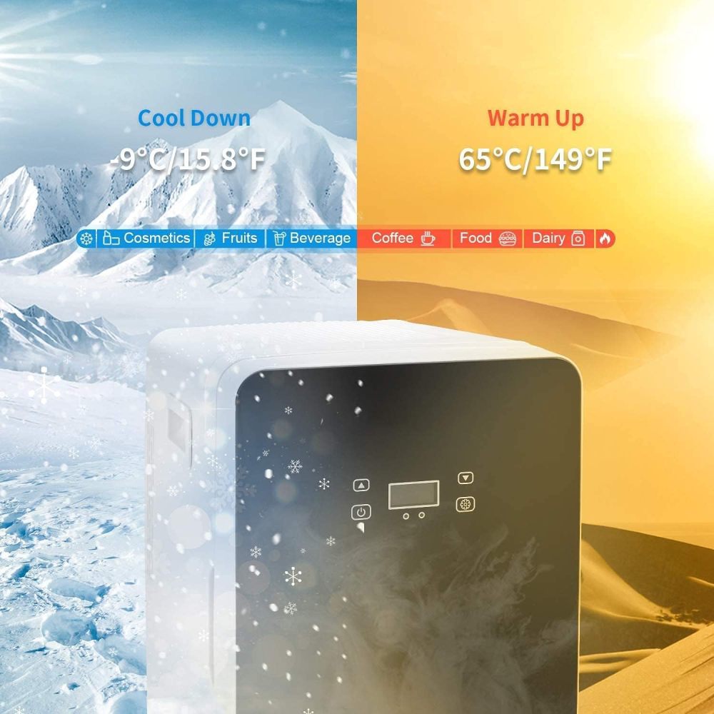 Mini nevera de 20 litros, mini congelador, enfriador compacto de gran capacidad y calentador con visualización de termostato digital y control de temperatura