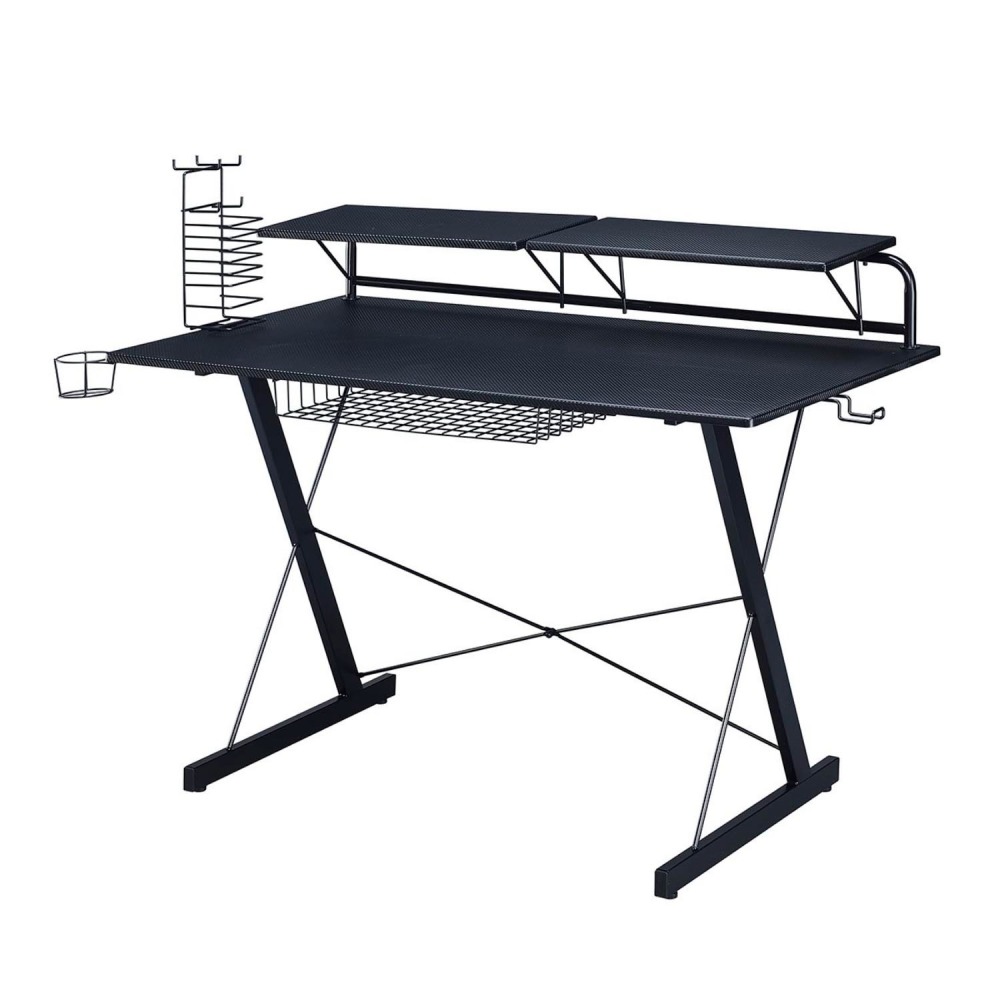 SILLA TECHNISPORT BLANCO GAMER CLASICA SGBL Y ESCRITORIO FIBRA CARBONO
