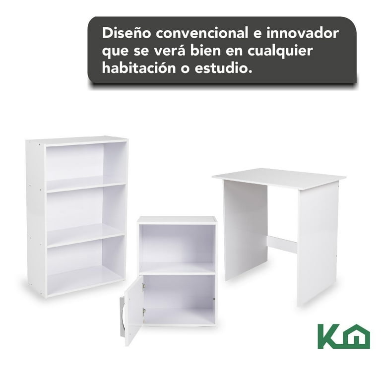 Escritorio + Estante De 3 Niveles + Estante 1 Nivel Para Estudiante blanco