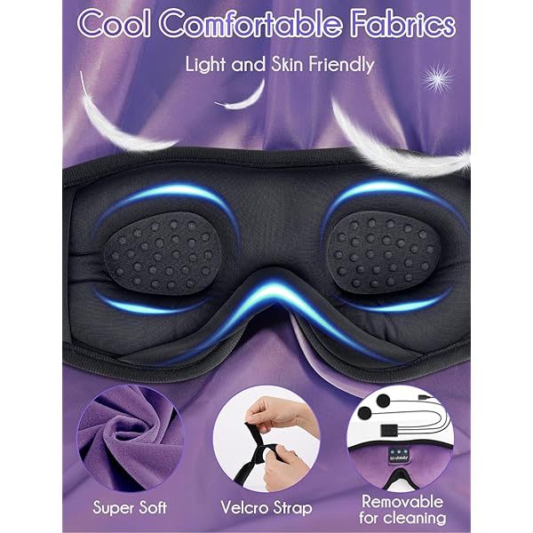 Auriculares para dormir, máscara para dormir 3D con Bluetooth, máscara para dormir con música inalámbrica, auriculares para dormir para quienes duermen de lado