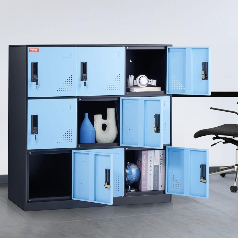 Metal Storage Cabinet with Wheels, 75'' Locking Steel Storage Cabinet with 2 Magnetic Doors and 4 Adjustable Shelves for Office, Garage, Home