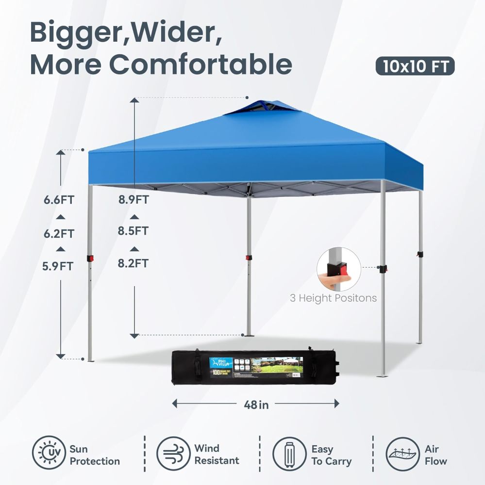 PHI VILLA - Toldo parasol con bloqueo UV de 4 x 4 m con kits de herramientas, pantalla de cenador para patio al aire libre, eventos de jardín, marrón