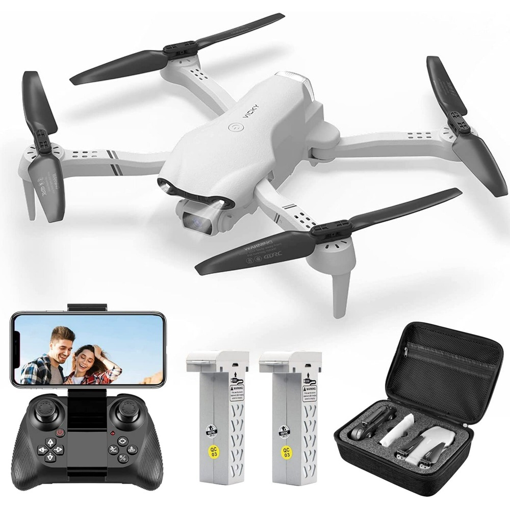 Dron FPV Wifi F10-1080P con cámara HD 1080P, modo sin cabeza/giros 3D, cuadricóptero RC para principiantes, color blanco plateado