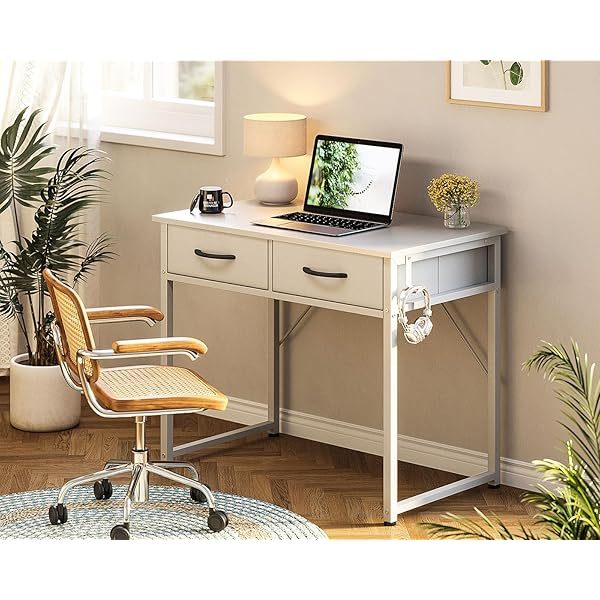 Escritorio de tocador blanco, mesa de estudio, escritura y trabajo moderna de 32 pulgadas