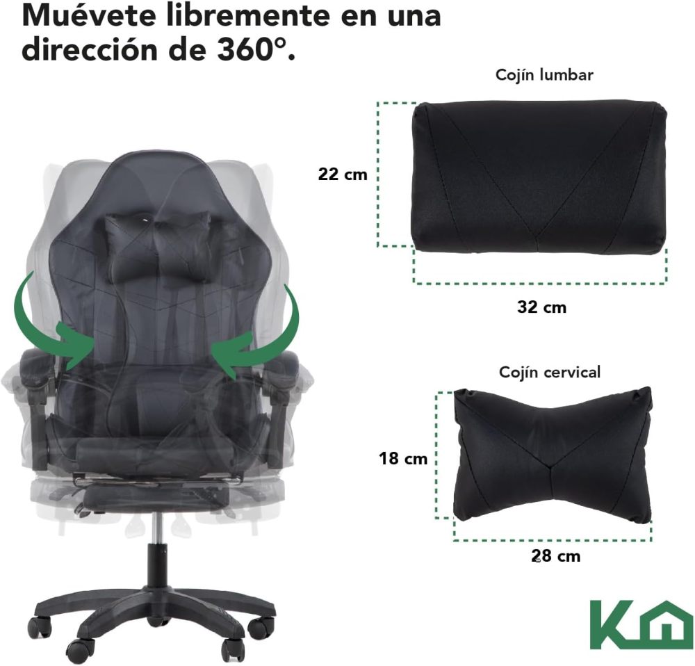 Silla ergonómica reclinable para juegos